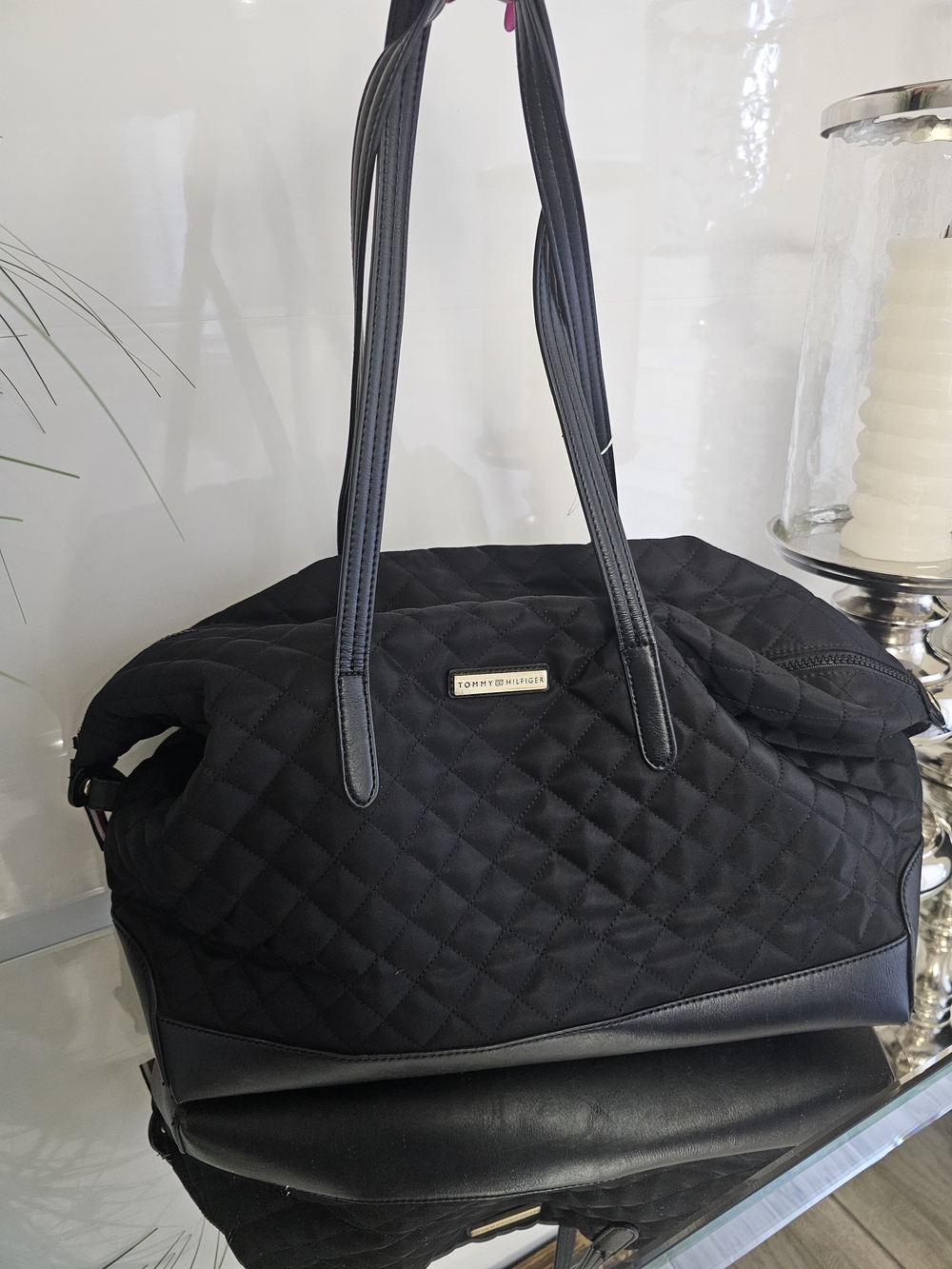 Tommy Hilfiger Black Quilted Tote Bag